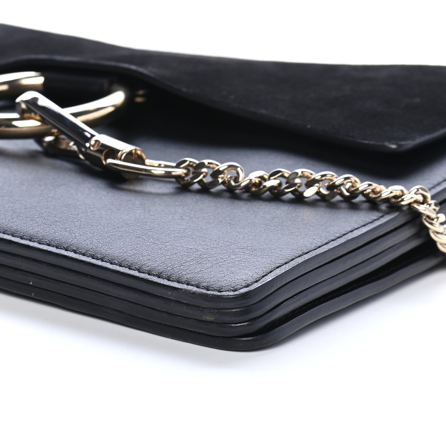 Suede Calfskin Medium Faye Shoulder Bag Black