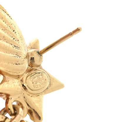 Chanel Crystal Pearl CC Wing Star Earrings Gold 4 of 4