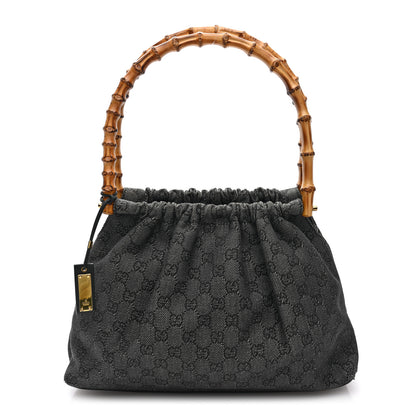 Gucci Monogram Bamboo Top Handle Bag Black 1 of 10