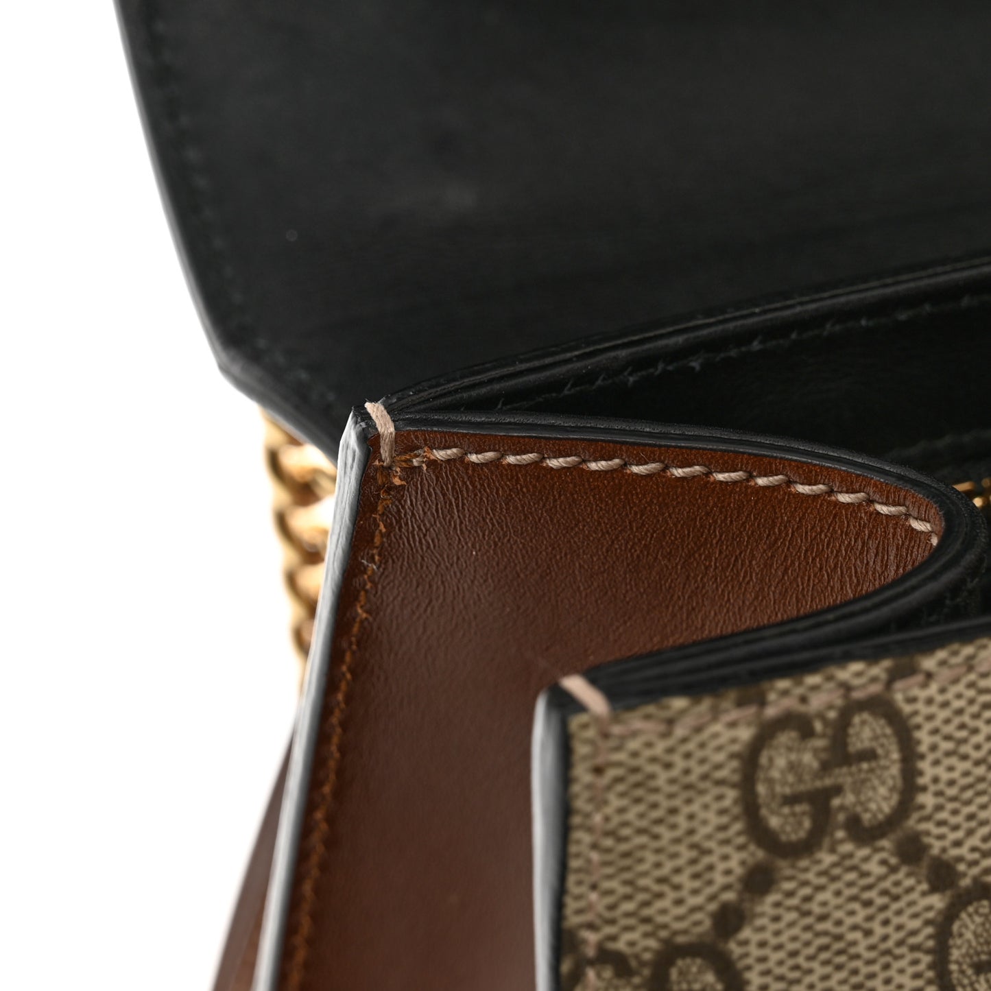 GG Supreme Monogram Calfskin Medium Padlock Shoulder Bag Beige Black Cuir