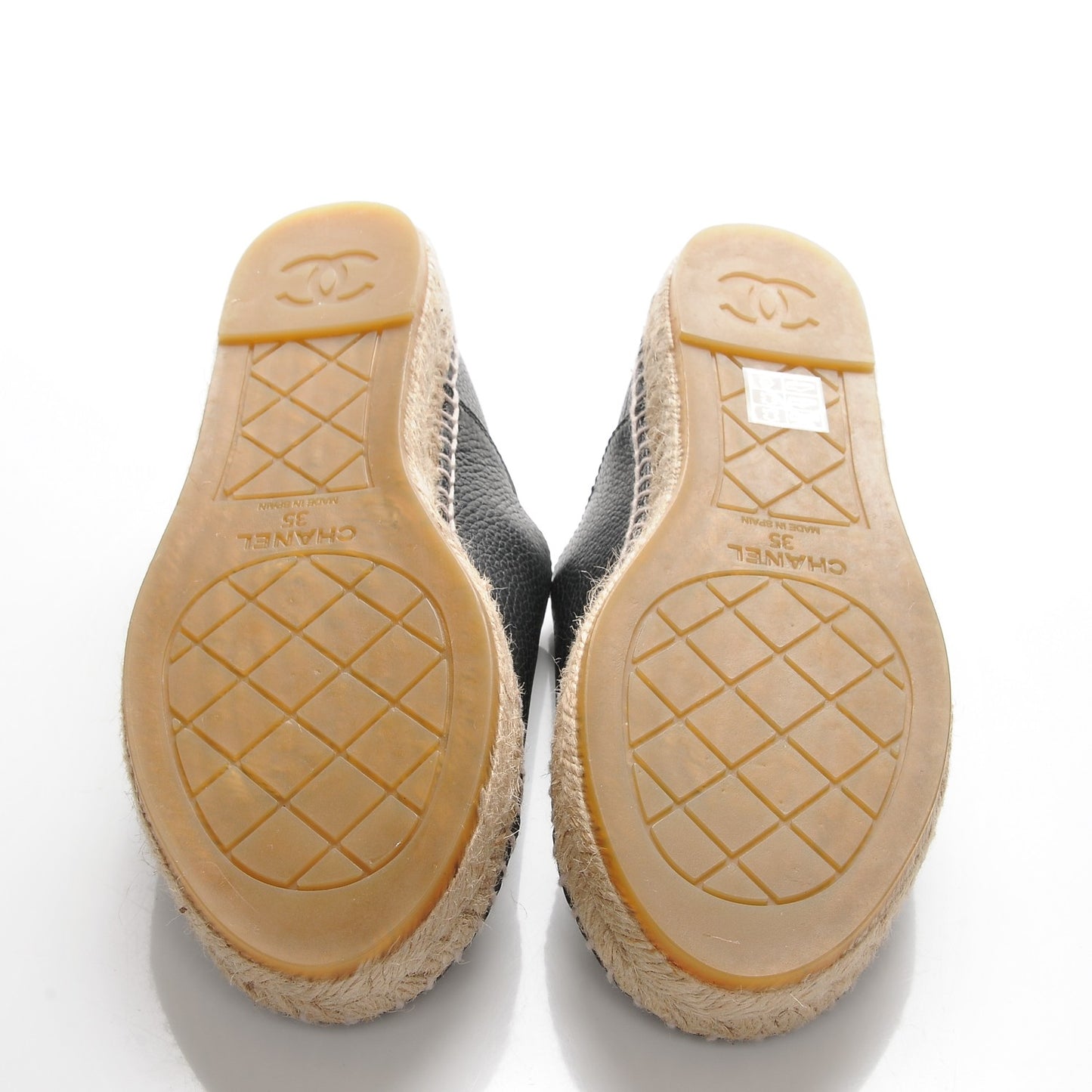 Grained Calfskin CC Espadrilles 35 Black