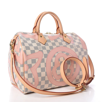 Louis Vuitton Damier Azur Tahitienne Speedy Bandouliere 30 Rose Ballerine 4 of 11