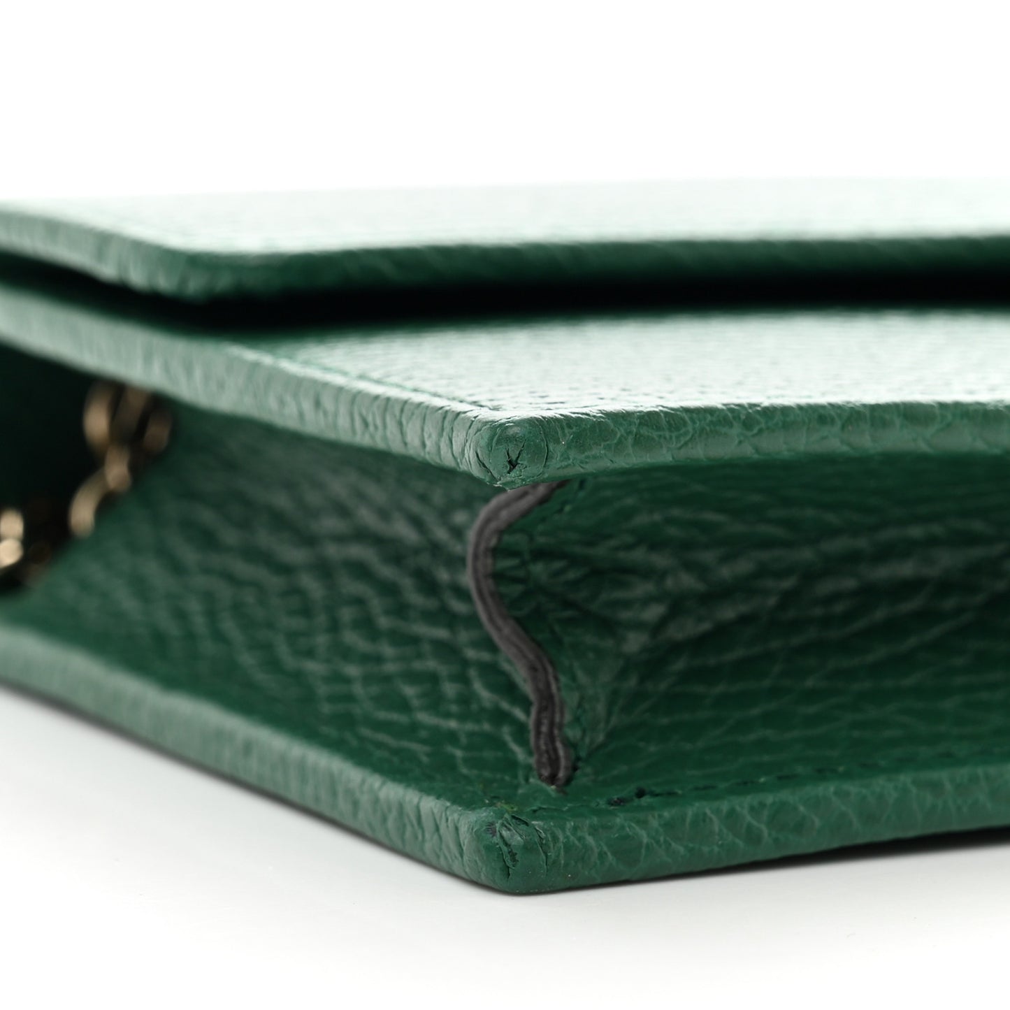 Dollar Calfskin Interlocking G Chain Wallet Emerald