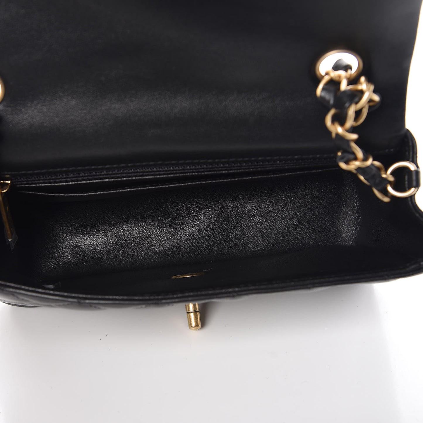 Lambskin Quilted Mini Rectangular Flap Black