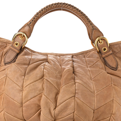 Miu Miu Nappa Large Patchwork Tote Cammello 7 of 12