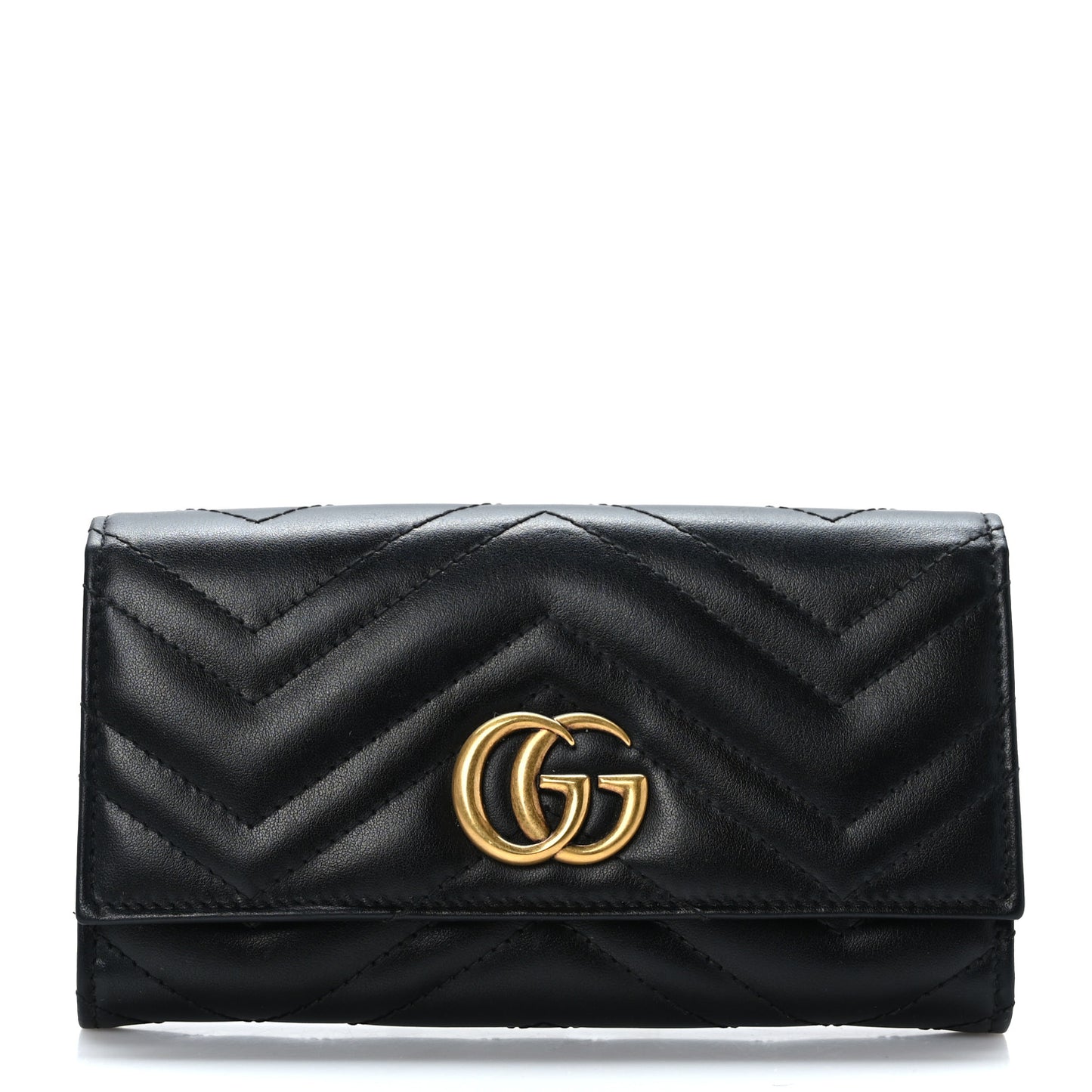 Calfskin Matelasse GG Marmont Continental Wallet Black
