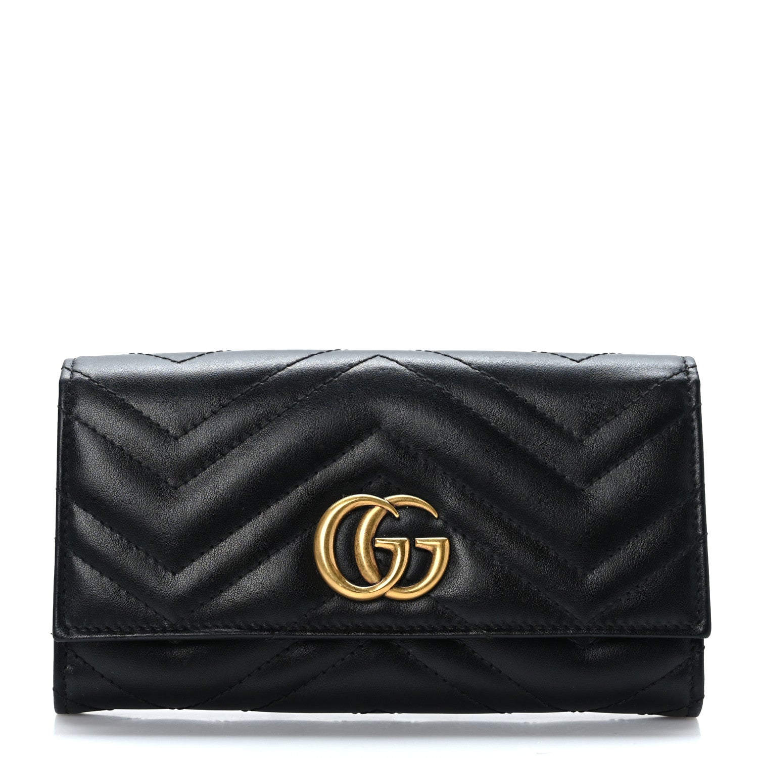 Gucci Calfskin Matelasse GG Marmont Continental Wallet Black 1 of 7
