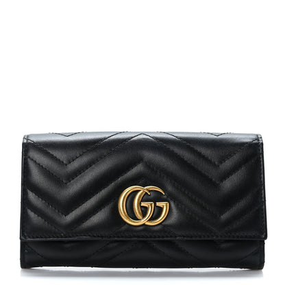 Gucci Calfskin Matelasse GG Marmont Continental Wallet Black 1 of 7