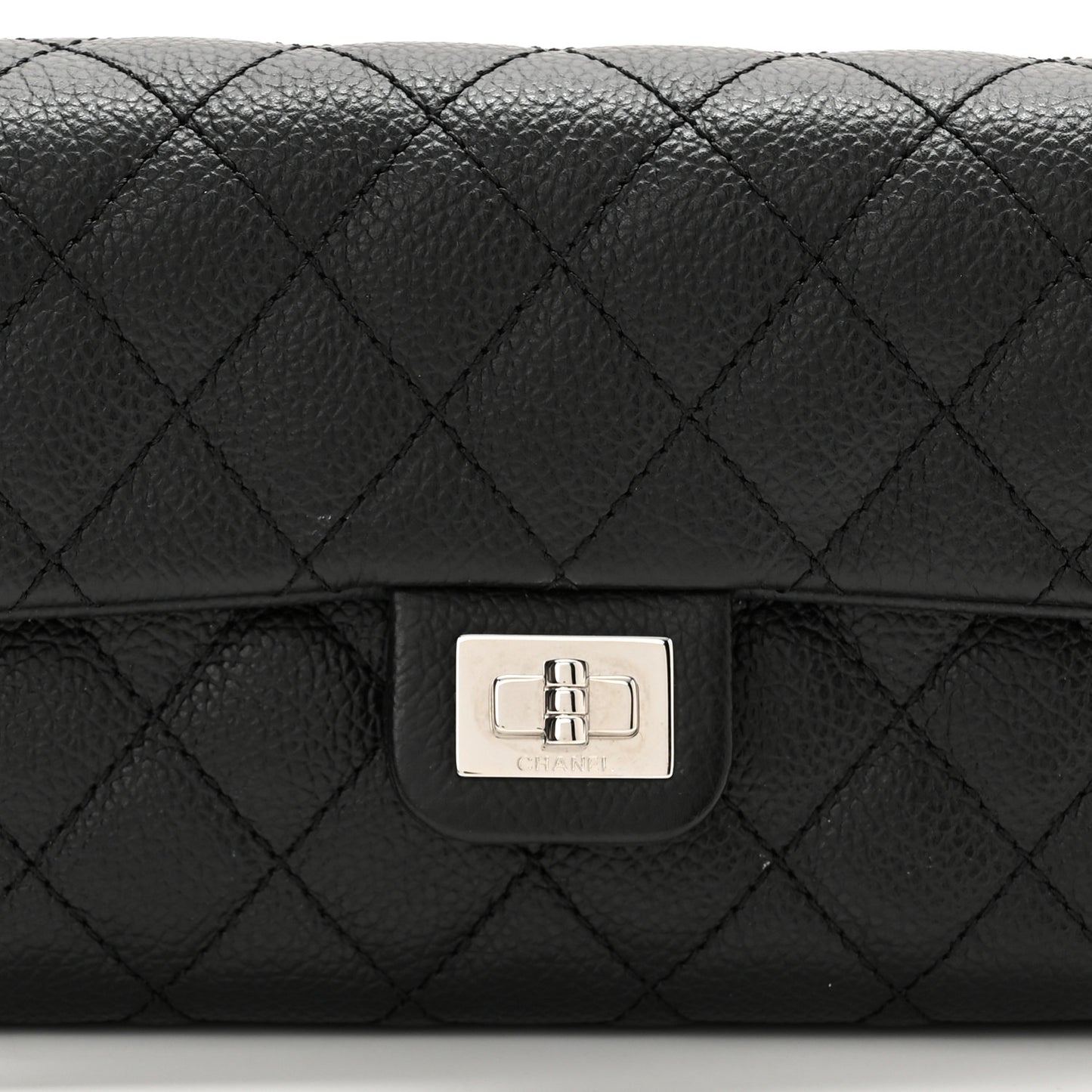 Grained Calfskin Quilted 2.55 Reissue Flap Belt Bag Clutch Black