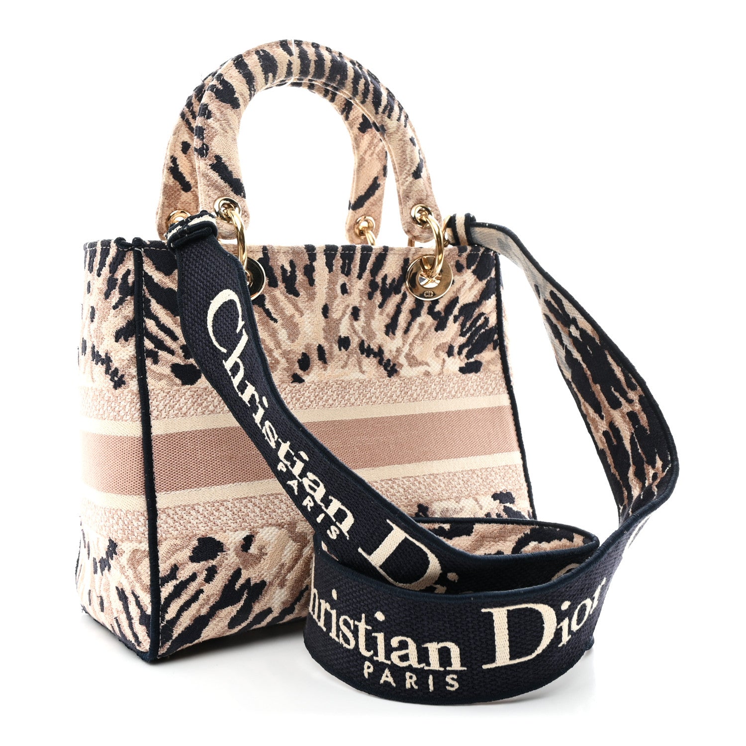 Christian Dior Canvas Embroidered Medium Tie And Dior Lady D-Lite