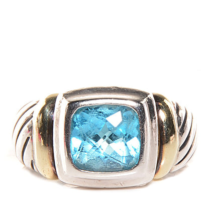 David Yurman Sterling Silver 14K Yellow Gold Blue Topaz 7mm Noblesse Ring 51 5.75 1 of 7