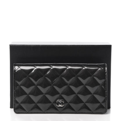 Chanel Striated Patent Yen Wallet Black 9 of 9