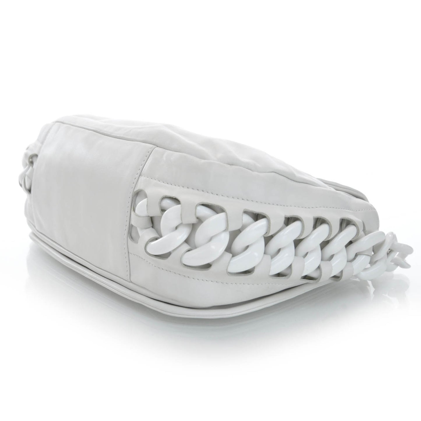 Leather Modern Chain Flap White