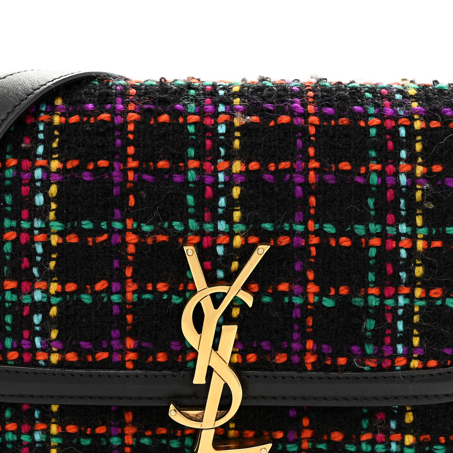 Saint Laurent Tweed Calfskin Small Solferino Satchel Black Multicolor 8 of 11