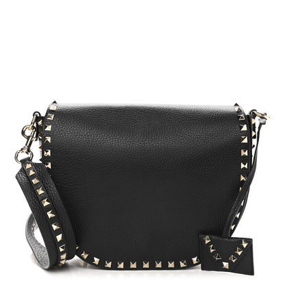 Valentino Garavani Vitello Large Rockstud Halfmoon Saddle Bag Black 1 of 9