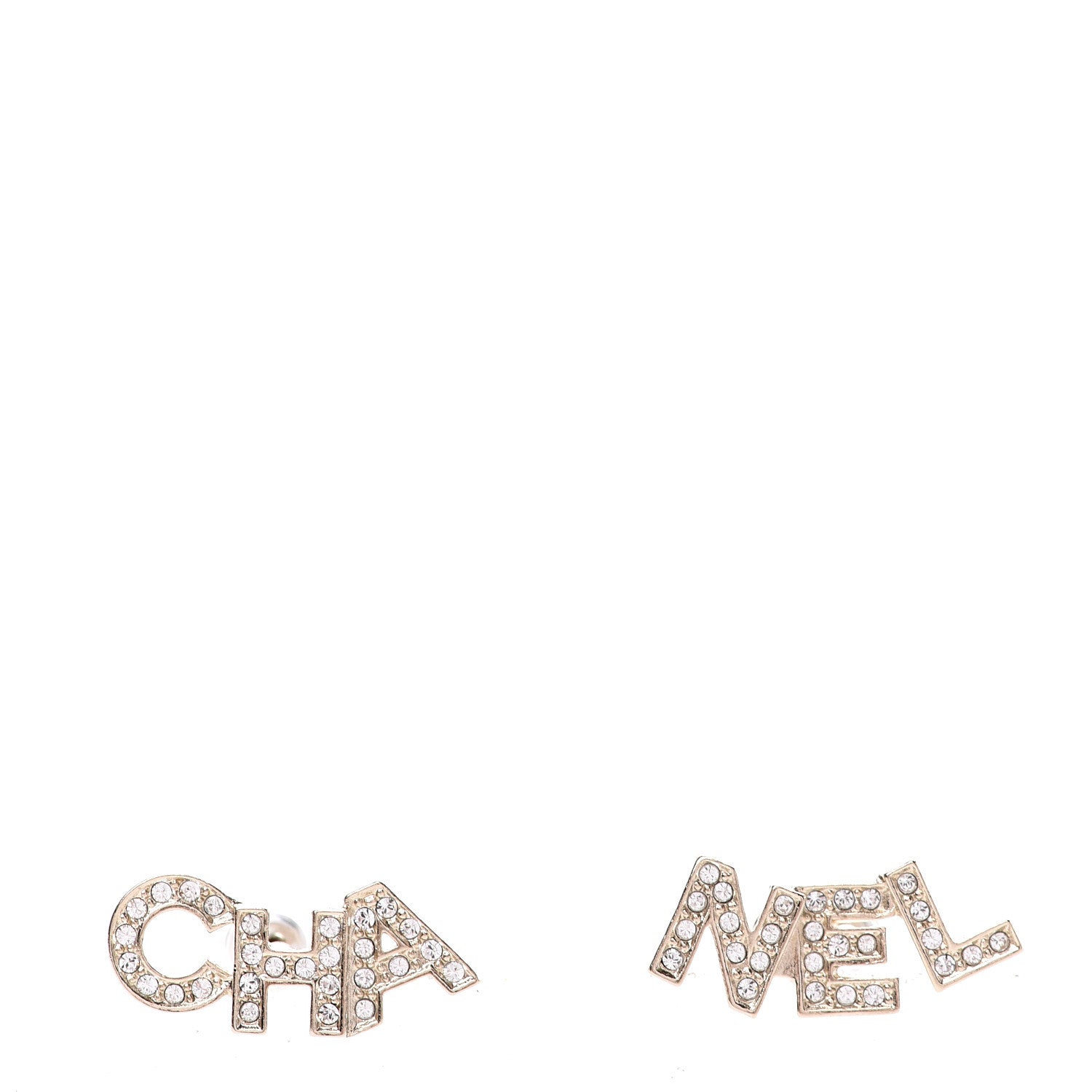 Chanel Crystal Pearl Signature Stud Earrings Gold 1 of 5