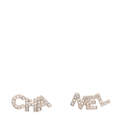 Chanel Crystal Pearl Signature Stud Earrings Gold 1 of 5