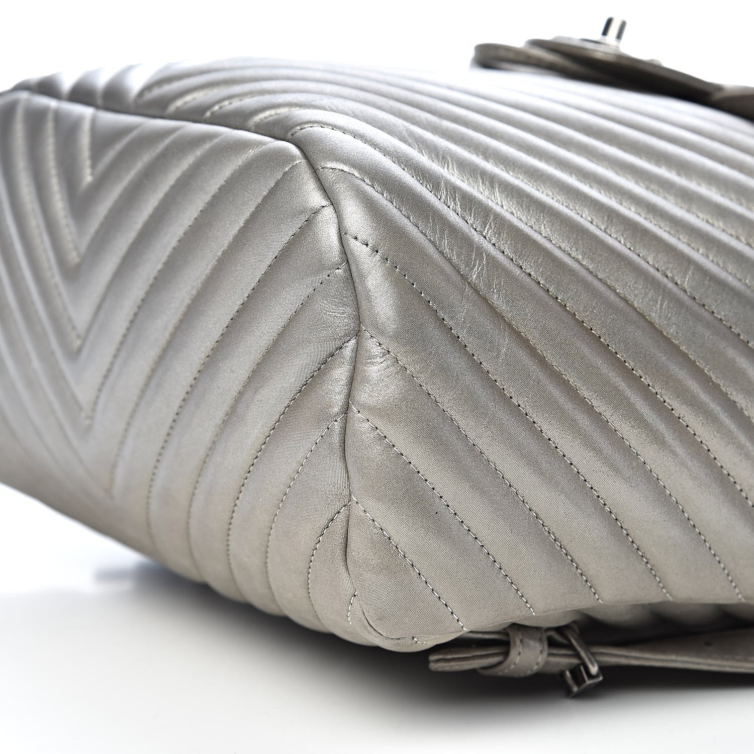 Chanel Metallic Calfskin Chevron Quilted Small Urban Spirit Backpack Silver 10 of 11