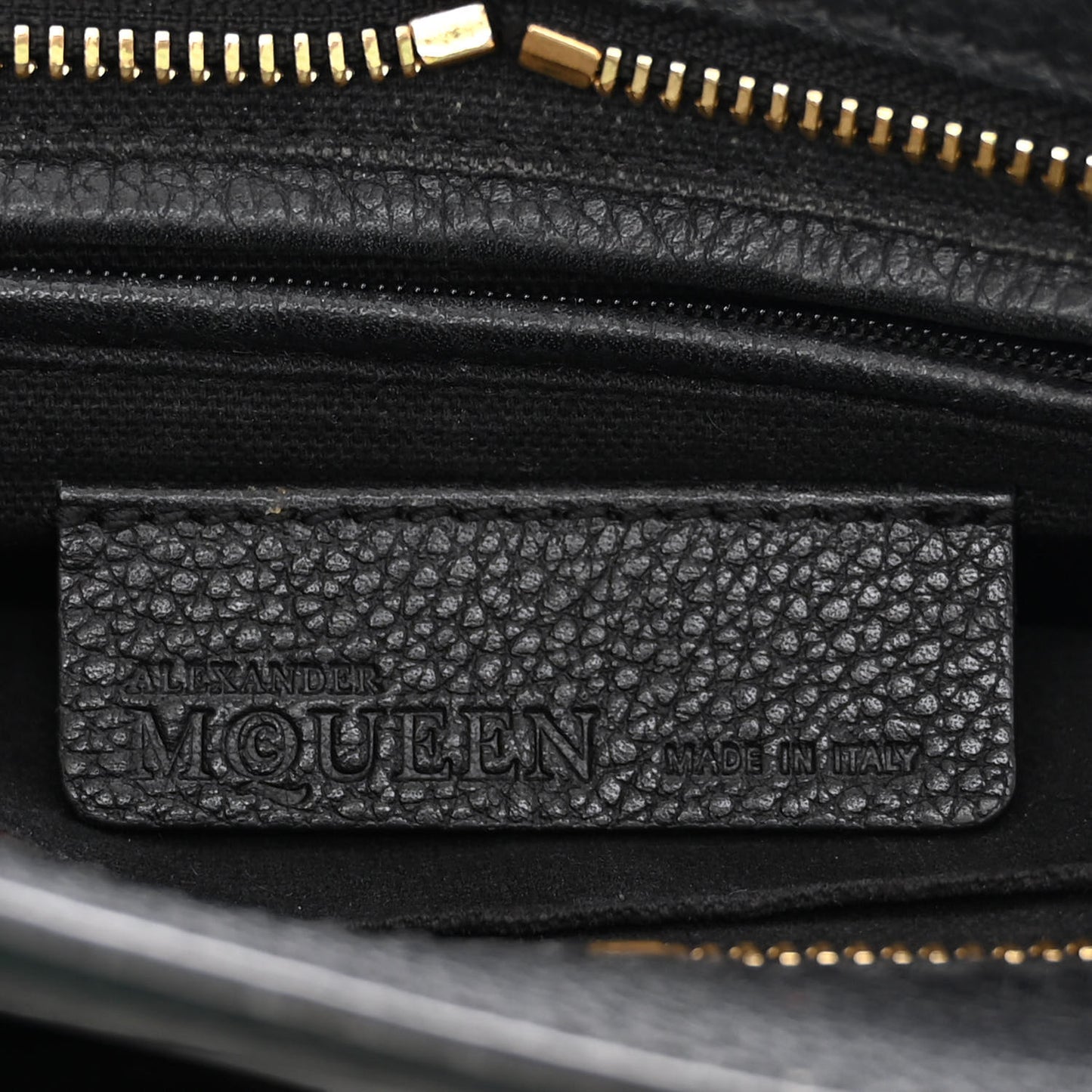 Pebbled Calfskin Mini Skull Padlock Zip Around Tote Black