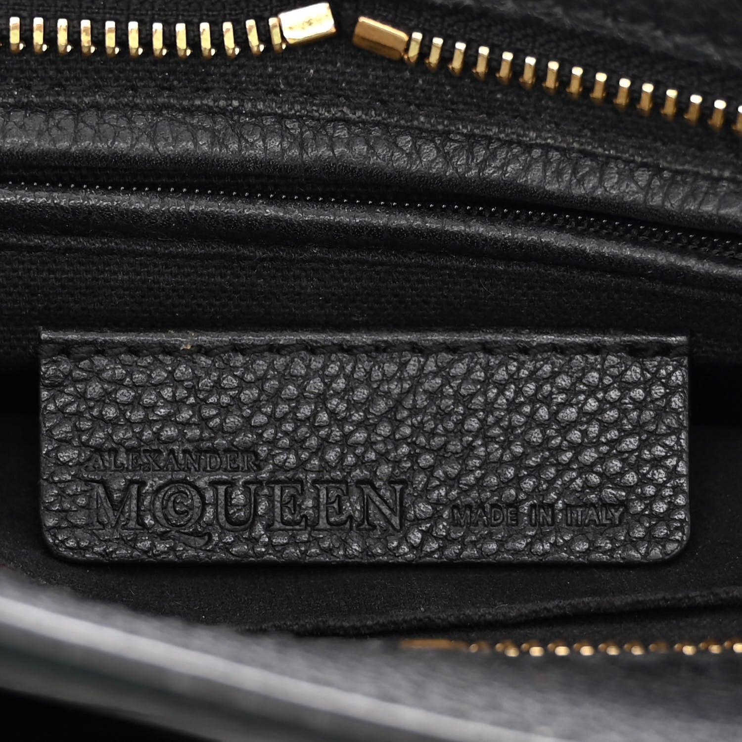 Alexander McQueen Pebbled Calfskin Mini Skull Padlock Zip Around Tote Black 6 of 15