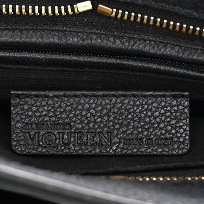 Alexander McQueen Pebbled Calfskin Mini Skull Padlock Zip Around Tote Black 6 of 15