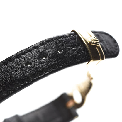 Rolex 18K Yellow Gold Ostrich 33mm Cellini Quartz Watch Black 6622 10 of 11
