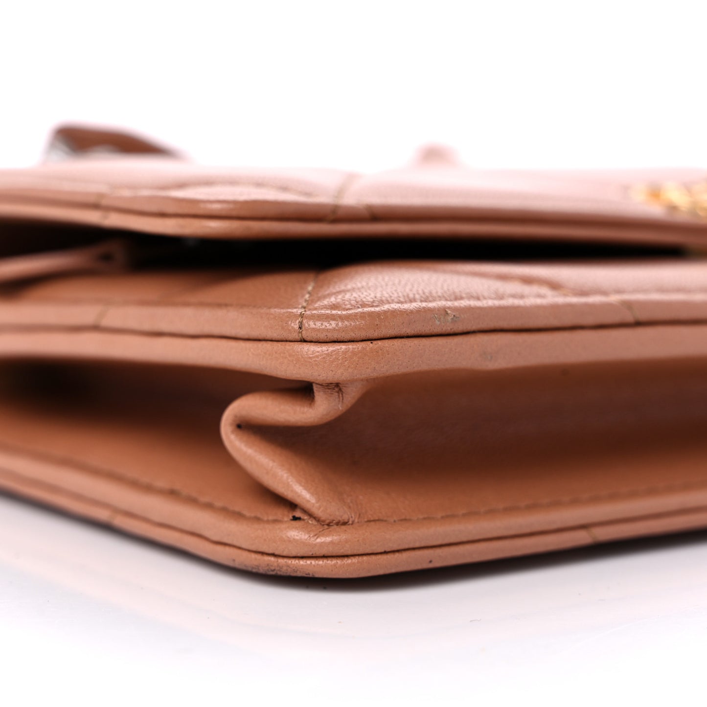 Lambskin Quilted Chanel 19 Wallet On Chain WOC Brown