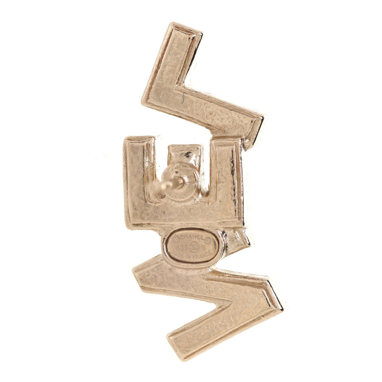 Chanel Crystal Pearl Signature Stud Earrings Gold 4 of 4