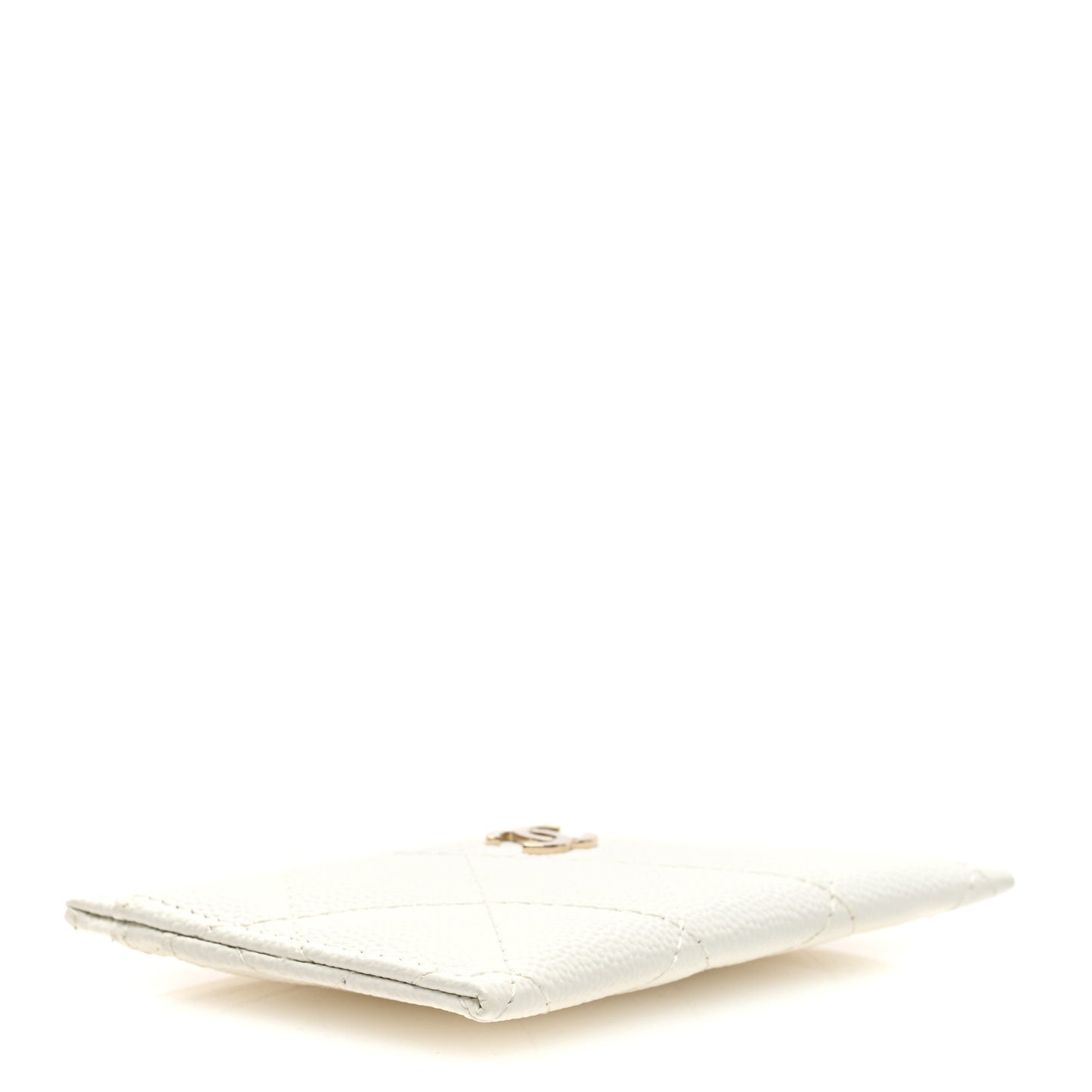 Caviar Quilted Card Holder White