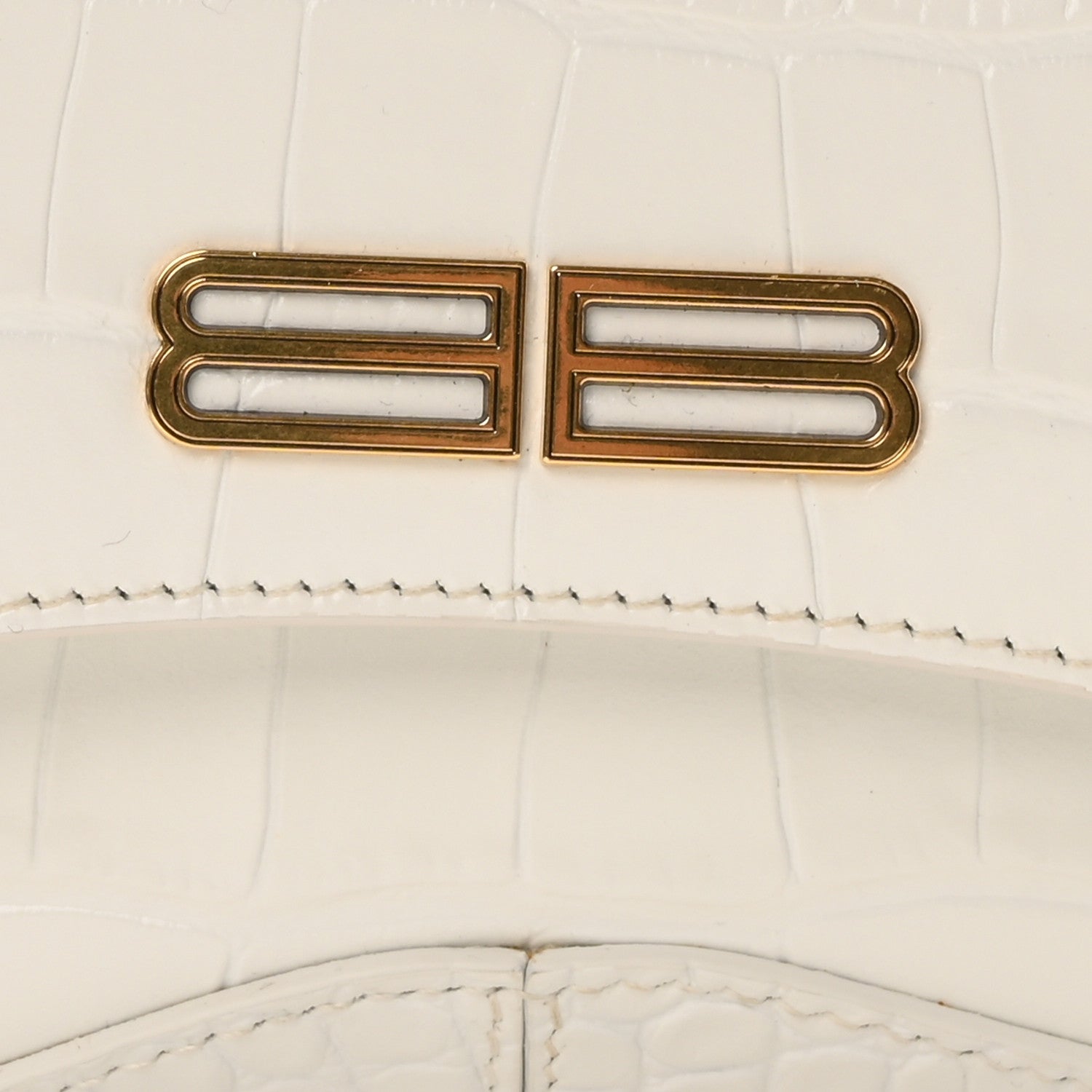 Balenciaga Shiny Super Supple Calfskin Crocodile Embossed Small XX Flap Stretch Bag White 7 of 9