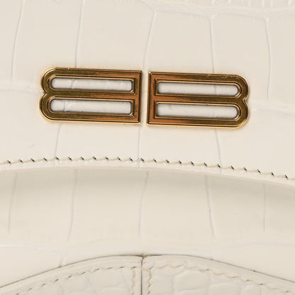 Balenciaga Shiny Super Supple Calfskin Crocodile Embossed Small XX Flap Stretch Bag White 7 of 9