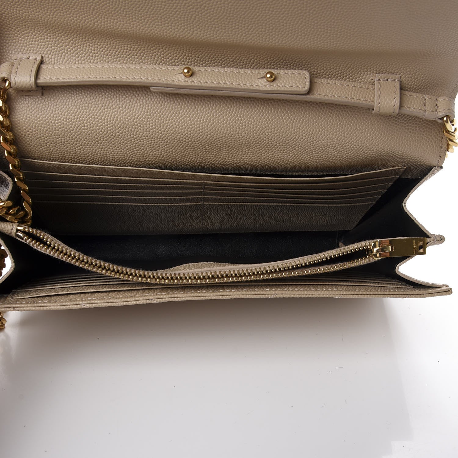 Saint Laurent Grain De Poudre Matelasse Chevron Monogram Chain Wallet Nude Powder 4 of 9