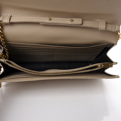 Saint Laurent Grain De Poudre Matelasse Chevron Monogram Chain Wallet Nude Powder 4 of 9