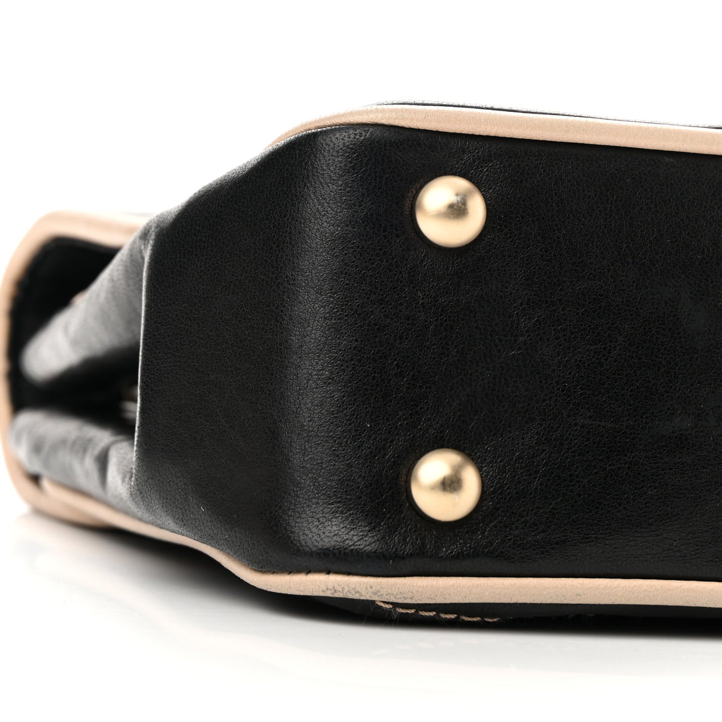 Lambskin Quilted Single Flap Bag Black Beige