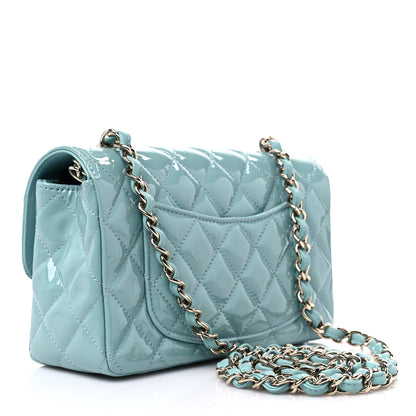 Chanel Patent Calfskin Quilted Mini Rectangular Flap Light Blue 3 of 9