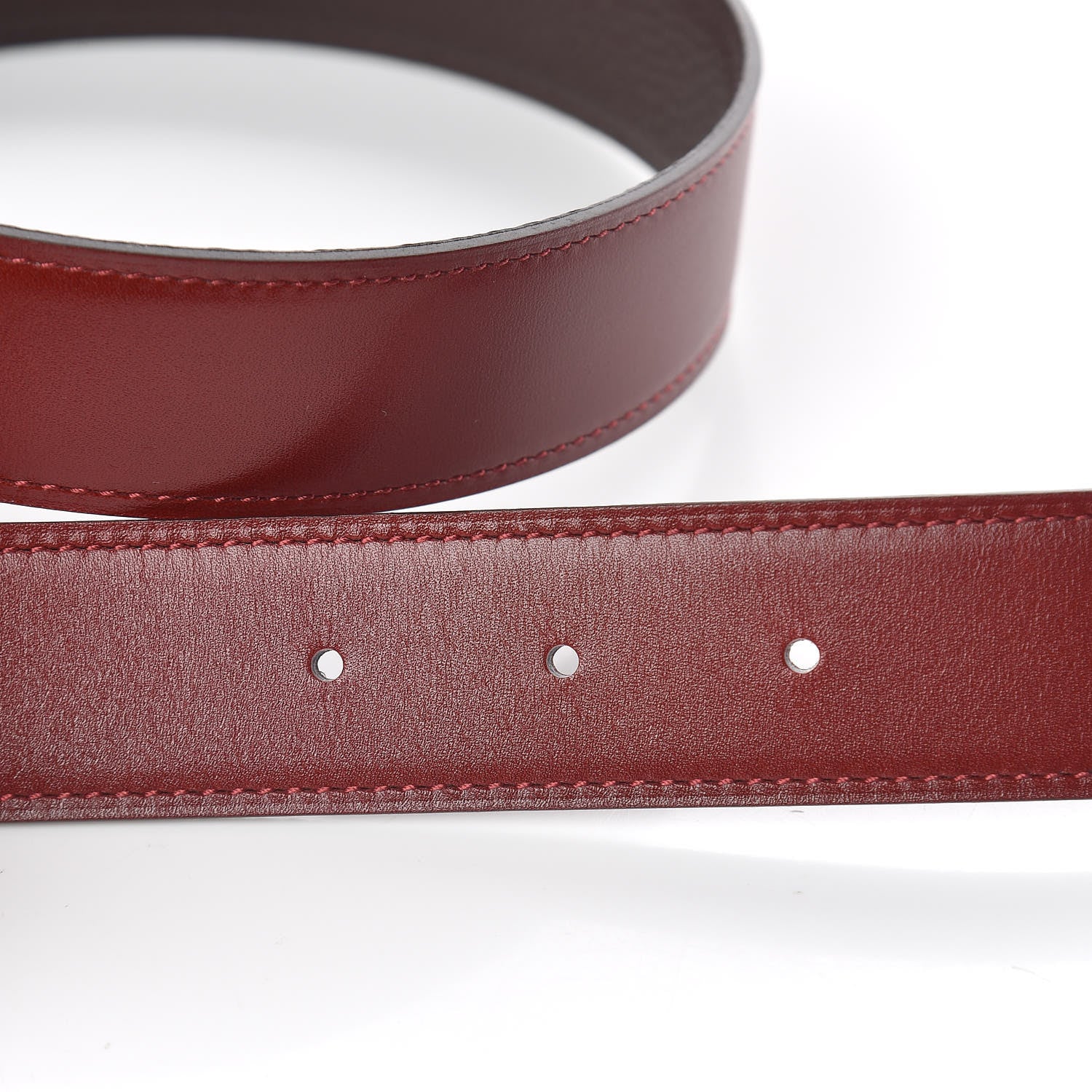 Hermes Tadelakt Togo 32mm H Belt 85 Chocolate Rouge H 6 of 7