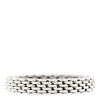 Tiffany Sterling Silver Narrow Mesh Somerset Ring 51 5.75 3 of 4