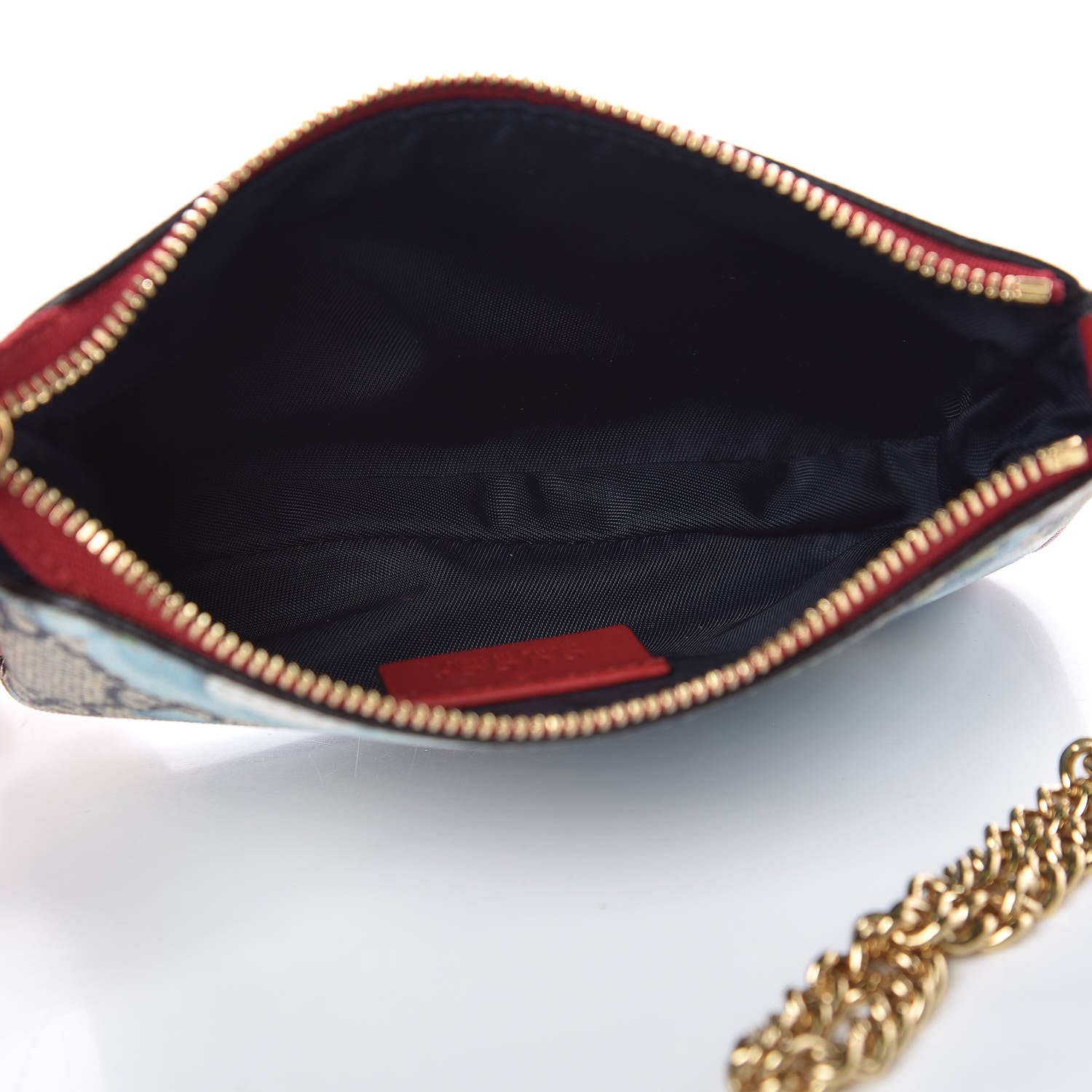 Gucci GG Supreme Monogram Blooms Mini Chain Bag Beige Blue Navy Hibiscus Red 5 of 8