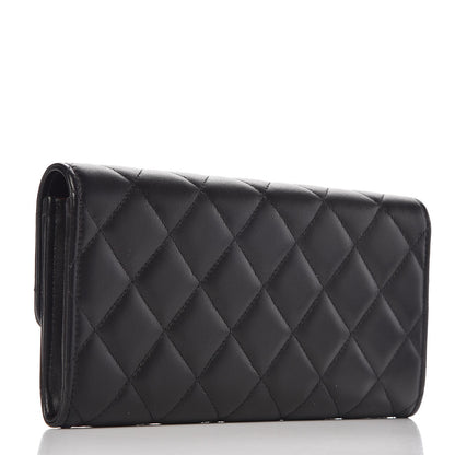 Chanel Lambskin Quilted Large Gusset Flap Wallet Black 3 of 9