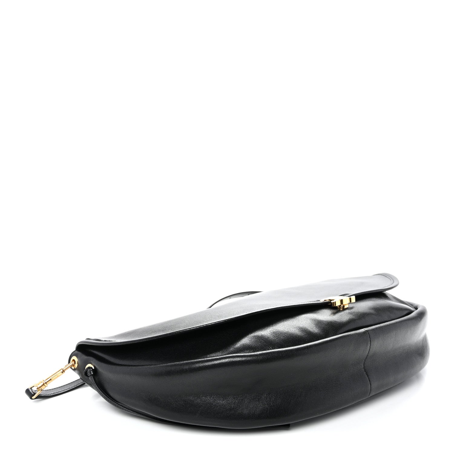 Celine Shiny Lambskin Soft Triomphe Half Moon Bag Black 4 of 9