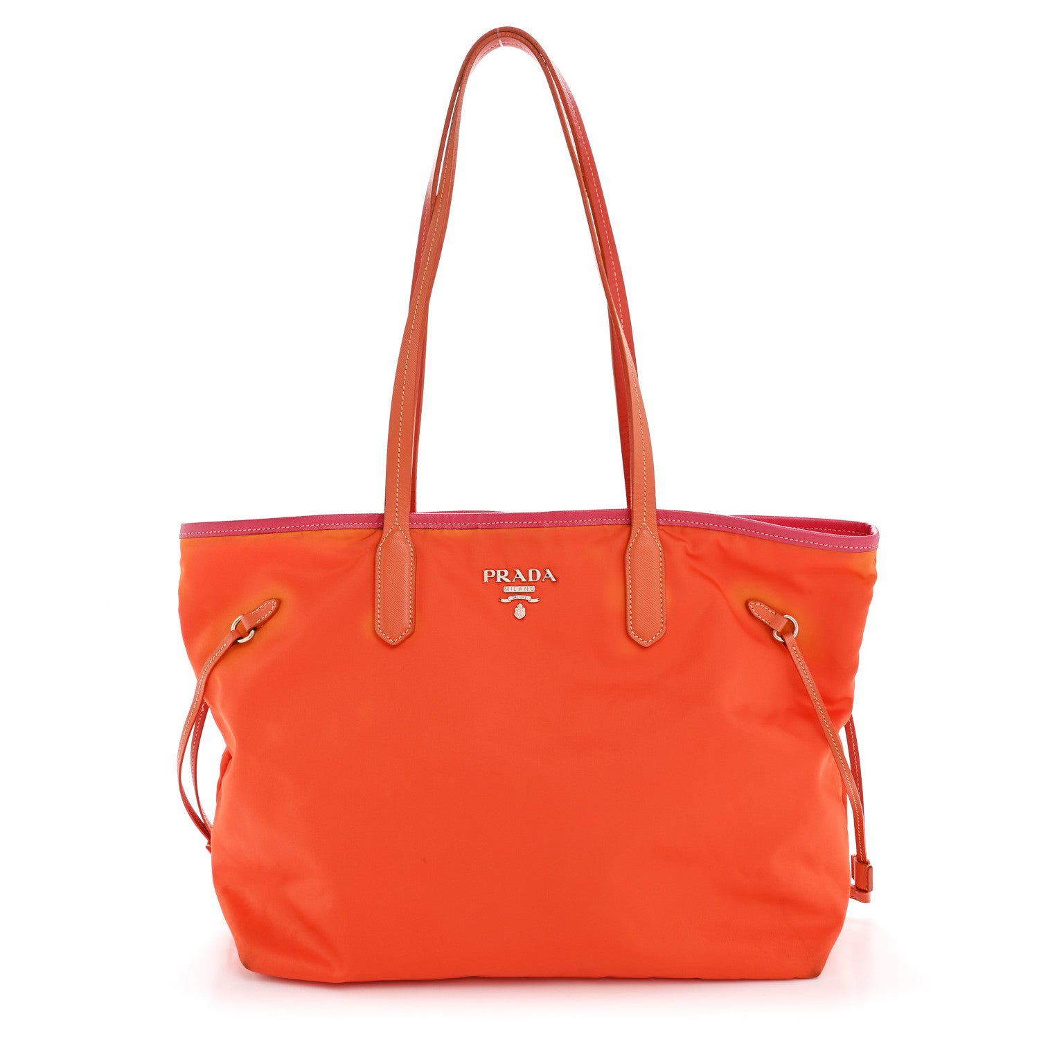 Prada Tessuto Nylon Saffiano Tote Papaya Ibisco 1 of 14