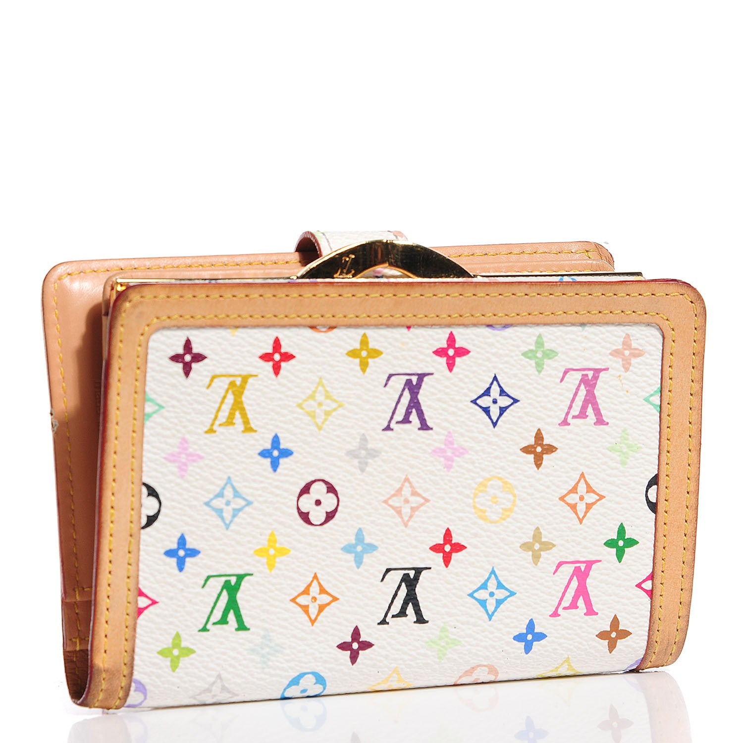 Louis Vuitton Monogram Multicolor French Purse Wallet White 3 of 7