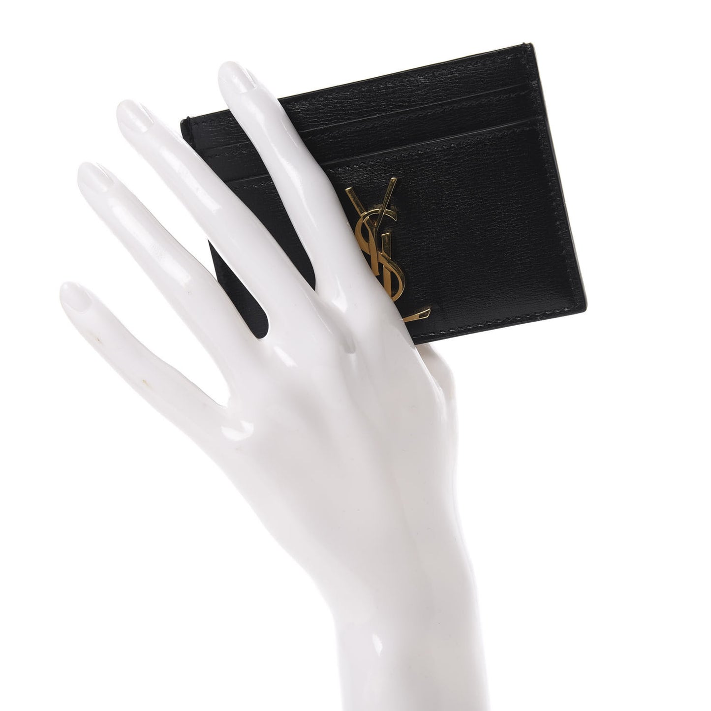 Calfskin Monogram Credit Card Case Black