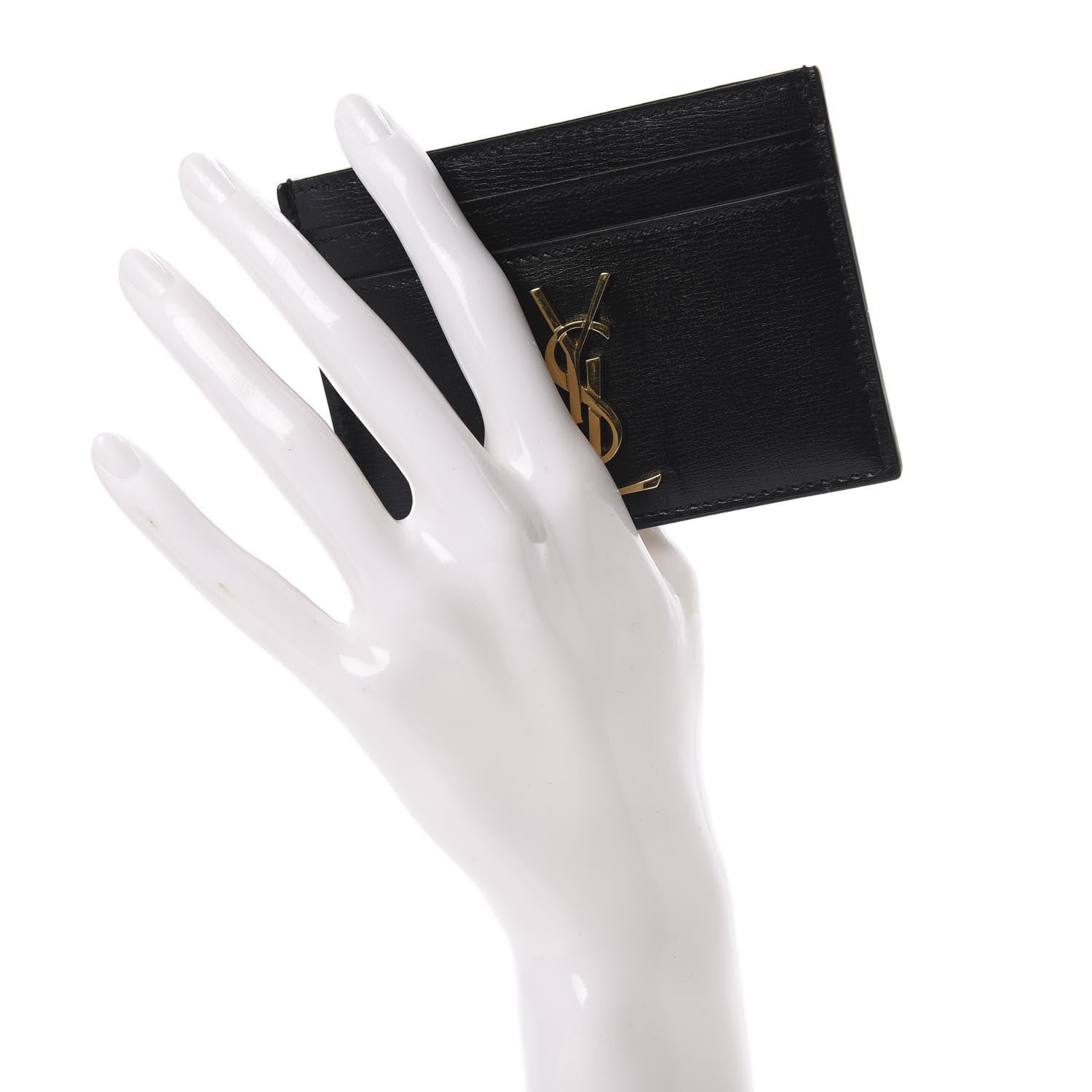 Saint Laurent Calfskin Monogram Credit Card Case Black 2 of 8
