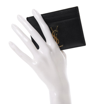 Saint Laurent Calfskin Monogram Credit Card Case Black 2 of 8