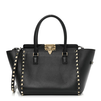 Valentino Garavani Vitello Small Rockstud Double Handle Tote Black 1 of 14