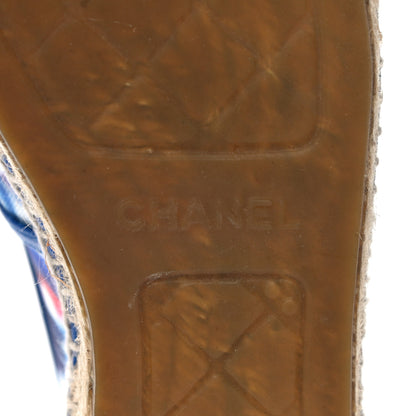 Chanel Mesh Lambskin Plaid Print CC Espadrilles 38 Blue White Red 11 of 20