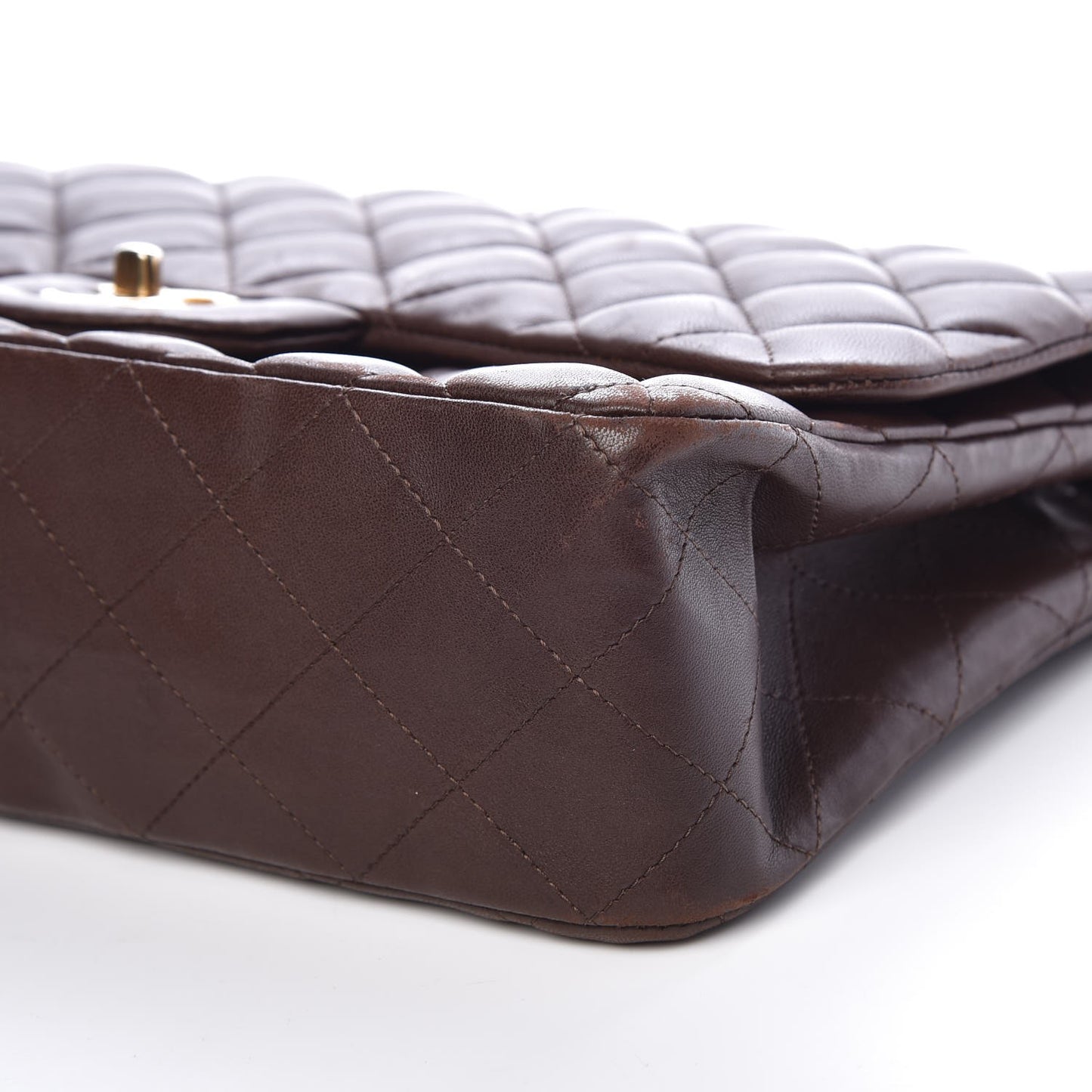 Lambskin Quilted Jumbo Single Flap Dark Brown
