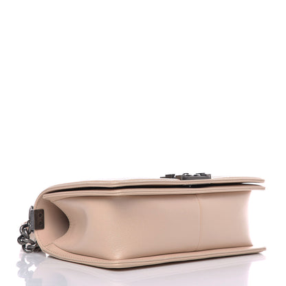 Chanel Caviar Chevron Quilted Medium Boy Flap Light Beige 4 of 9