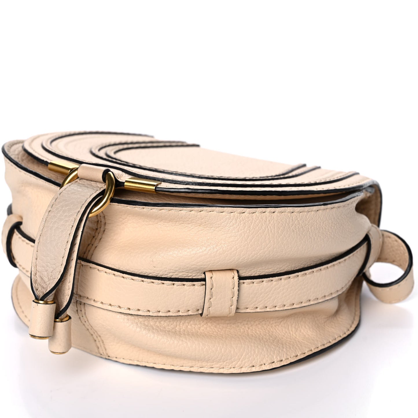Calfskin Mini Marcie Round Crossbody Bag Nude